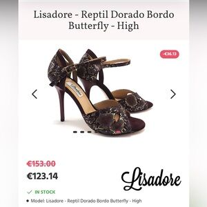 Lisadore - Reptil Dorado Bordo Butterfly - High heels sz 39 (8.5 US)